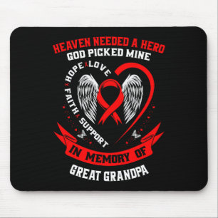 Red In Memory Of Great Grandpa Heart Disease Aware Mouse Mat