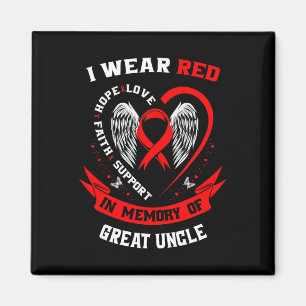 Red In Memory Of Great Uncle Heart Disease Awarene Magnet
