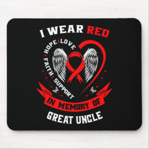 Red In Memory Of Great Uncle Heart Disease Awarene Mouse Mat
