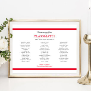 Red In Memory Of Our Classmates School Reunion Poster