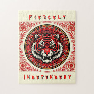Red Independant Tiger Jigsaw Puzzle