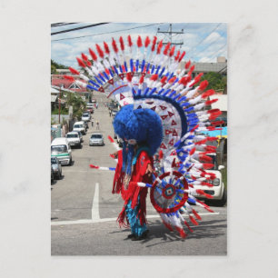 Red Indian Costume, Traditional Mas, Carnival Postcard