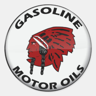 Red Indian Gasoline vintage sign crystal vers. Classic Round Sticker