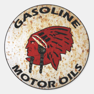 Red Indian Gasoline vintage sign rusted vers. Classic Round Sticker