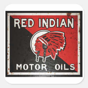 Red Indian Motor Oil sign rusted vers. Square Sticker