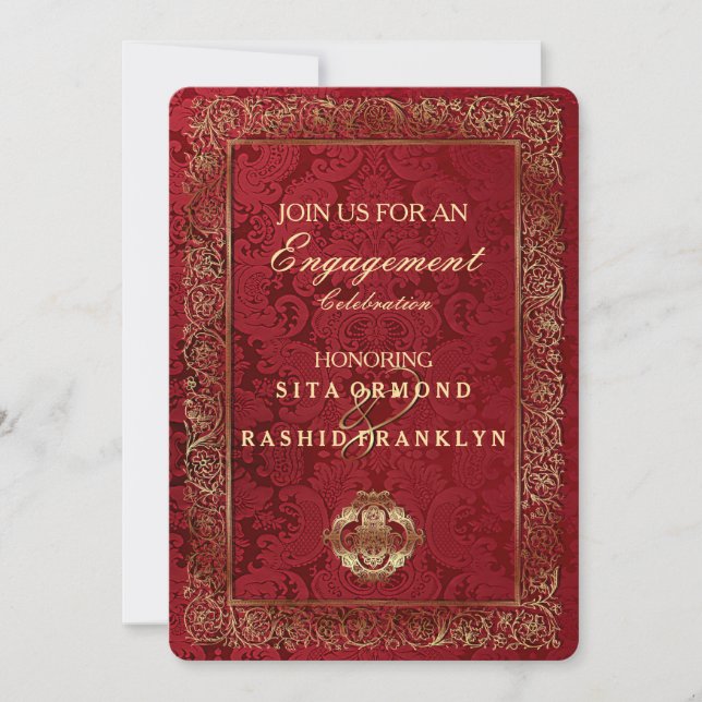 Red Indian Wedding - Engagement Card (Front)