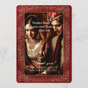 Red Indian Wedding - Thank You Card