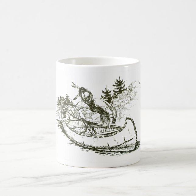 Red Indian with canoe Coffee Mug (Center)