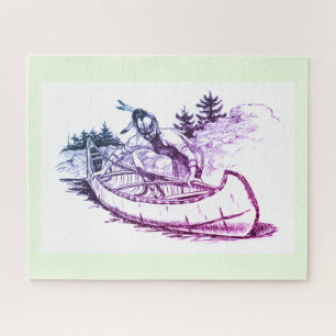 Red Indian with canoe Jigsaw Puzzle
