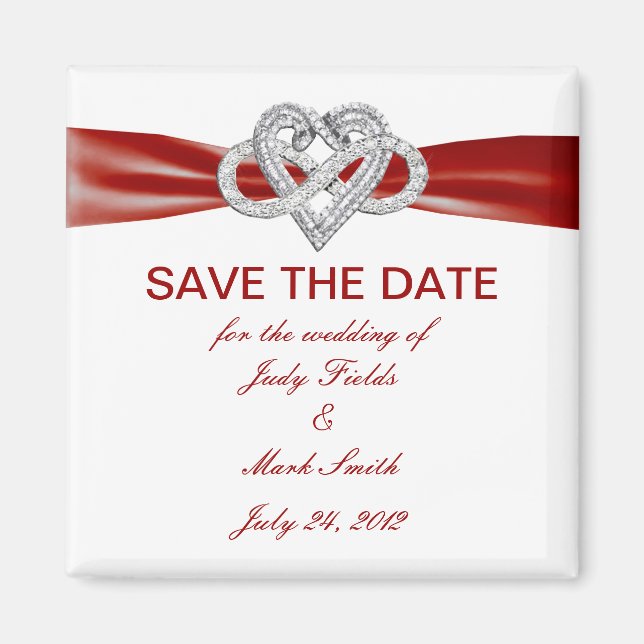 Red Infinity Heart Save The Date Magnet (Front)