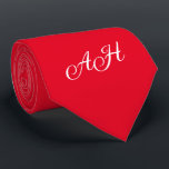 Red Initials Groomsmen Monogram Monogrammed  Tie<br><div class="desc">Elegant red monogram tie. Modern,  trendy,  groomsmen,  initials tie. Perfect for wedding,  birthday,  Father's day. Personalise it with your initial.</div>