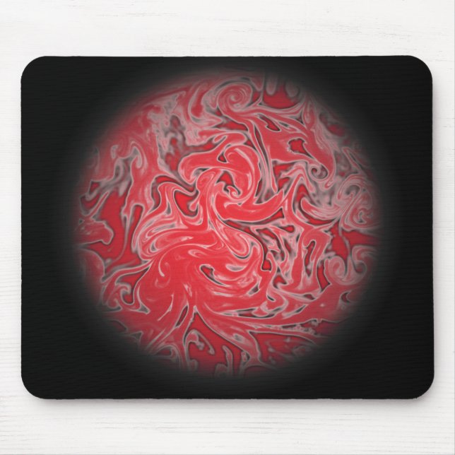Red Ink Globe Mouse Mat (Front)