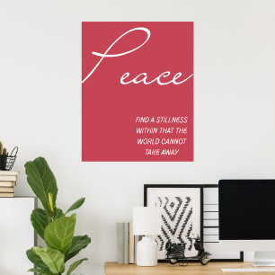 Red Inspirational Peace Quote Wall Art