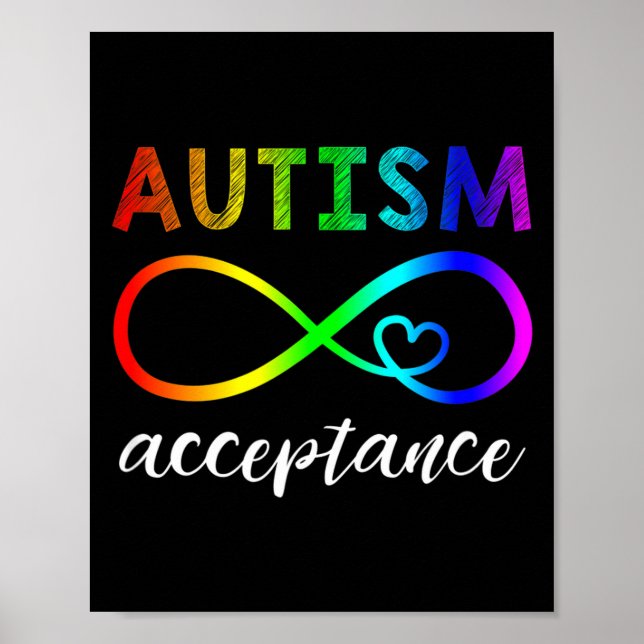 Red Instead Autism Acceptance Illustration Poster (Front)