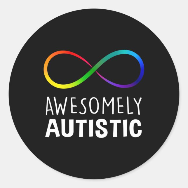 Red Instead Autism Awesomely Autistic Infinity  Classic Round Sticker (Front)