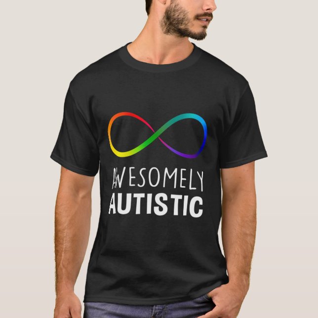 Red Instead Autism Awesomely Autistic Infinity  T-Shirt (Front)