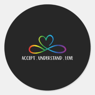 Red Instead Autism Infinity Accept Understand Love Classic Round Sticker
