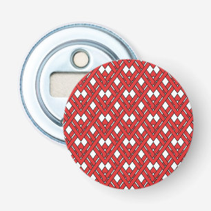 Red Interlocking Rhombuses Geometric Zig Zag Lines Bottle Opener