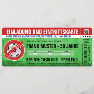 red invitation and admission ticket (soccer ticket