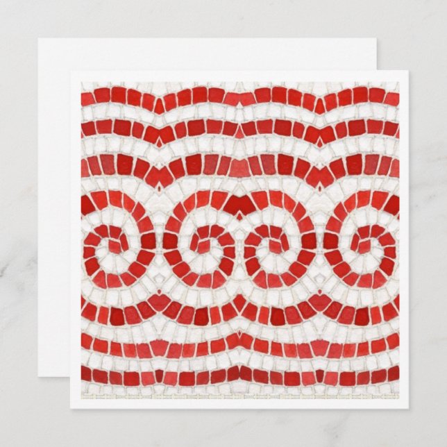 RED IONIC MOSAIC 5.25" Square Flat Card (Front/Back)