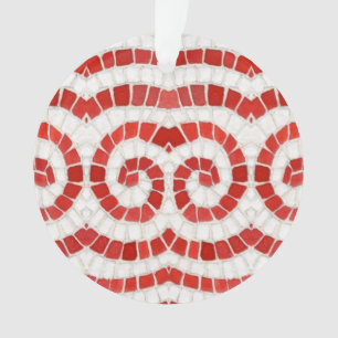 RED IONIC MOSAIC Acrylic Circle Ornament