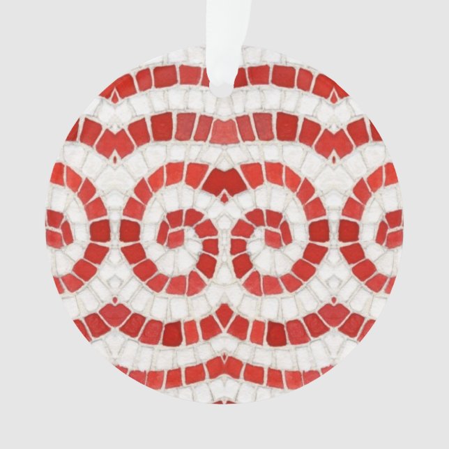 RED IONIC MOSAIC Acrylic Circle Ornament (Front)