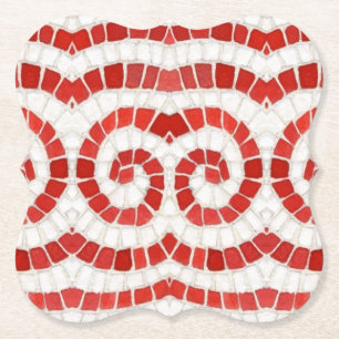 RED IONIC MOSAIC Bracket Paper Coasters