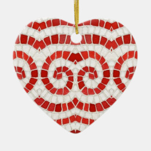 RED IONIC MOSAIC Ceramic Heart Ornament