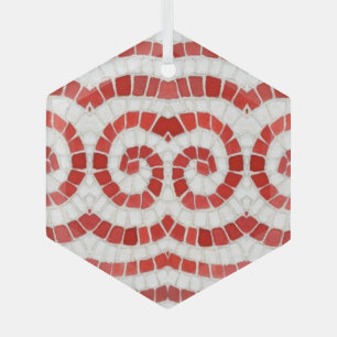 RED IONIC MOSAIC Glass Hexagon Ornament
