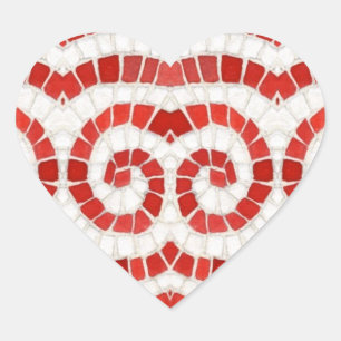 RED IONIC MOSAIC Heart Stickers