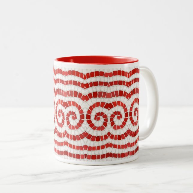 RED IONIC MOSAIC Red Two-Tone Mug (Front Right)