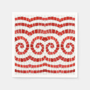 RED IONIC MOSAIC Standard Cocktail Paper Napkins
