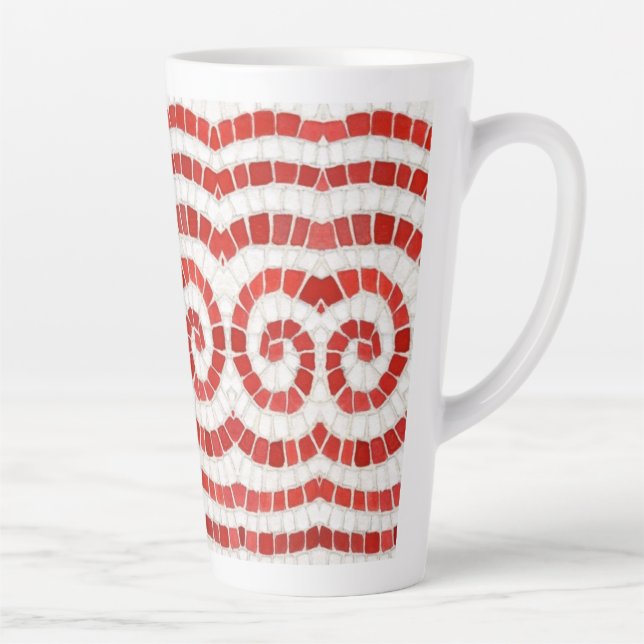 RED IONIC MOSAIC Tall Latte Mug (Right)