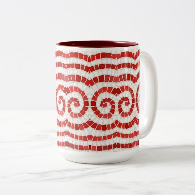 RED IONIC MOSAIC Tall Maroon Two-Tone Mug (Front Right)