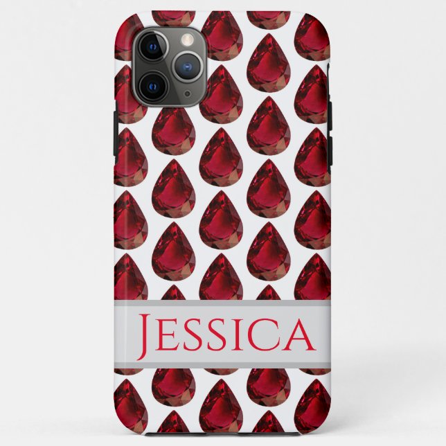 Red iPhone case faceted Gemstone Pear Ruby (Back)
