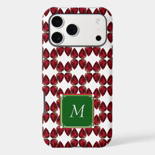 Red iPhone case Ruby Gemstone Initial Monogramed
