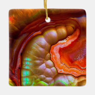 Red iridescent Fire Opal Ceramic Ornament