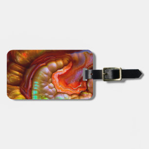 Red iridescent Fire Opal Luggage Tag