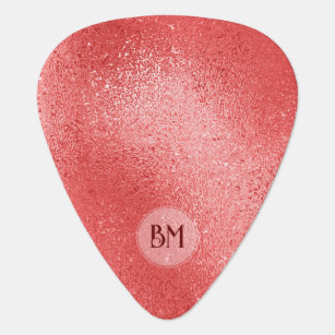 Red iridescent shimmering glass texture guitar pick