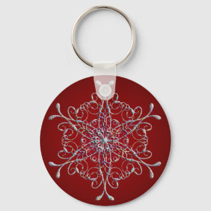 Red Iridescent Snowflake Keychain