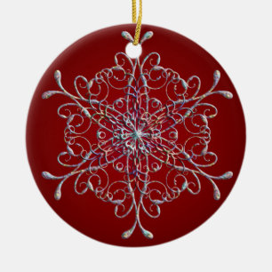Red Iridescent Snowflake Ornament