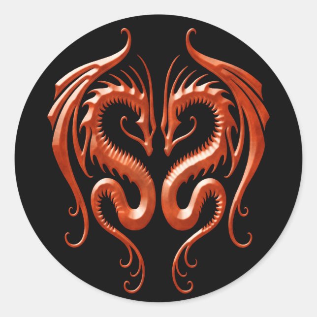 Red Iron Dragons Classic Round Sticker (Front)