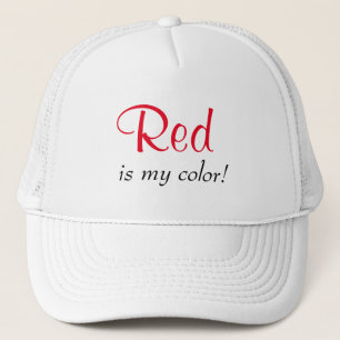 Red Is My Colour Cute Typography Girly Text Trucker Hat