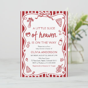 Red Italian A little slice of heaven Baby Shower Invitation