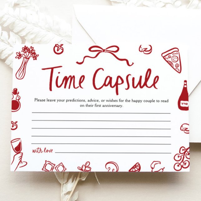 Red Italian Amore Time Capsule Bridal Shower Game Invitation (Red Italian Amore Time Capsule Bridal Shower Game)