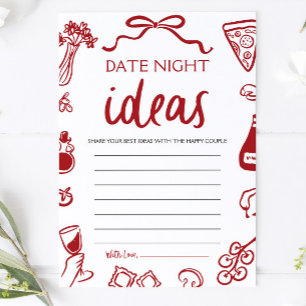 Red Italian Date Night Ideas Bridal Shower Game  Invitation