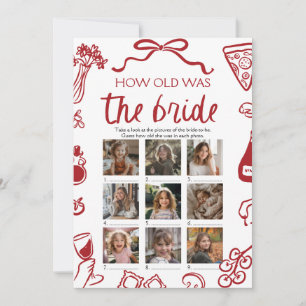 Red Italian Hand Drawn How Old Was The Bride Game Invitation