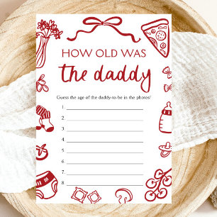 Red Italian Hand Drawn How Old Was The Daddy Game  Invitation