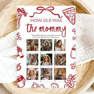 Red Italian Hand Drawn How Old Was The Mummy Game Invitation