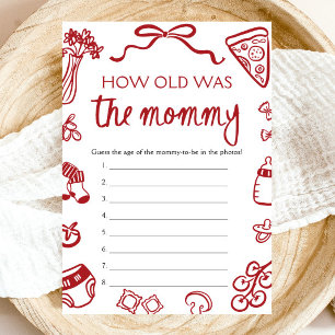 Red Italian Hand Drawn How Old Was The Mummy Game  Invitation